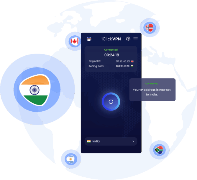 Illustration of VPN protection with an Indian IP address
