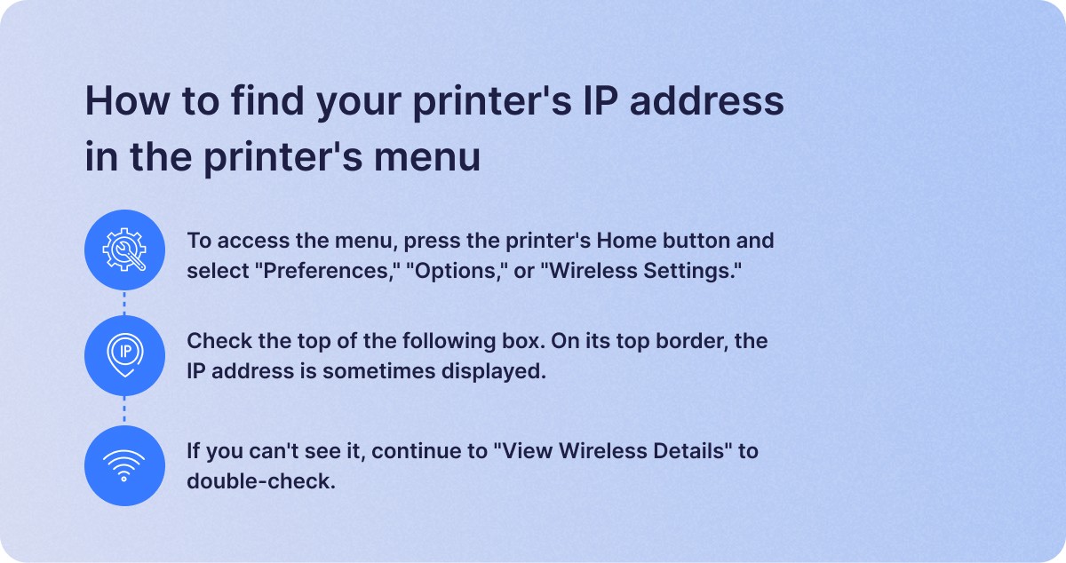 How to find your printer's IP address in the printer's menu