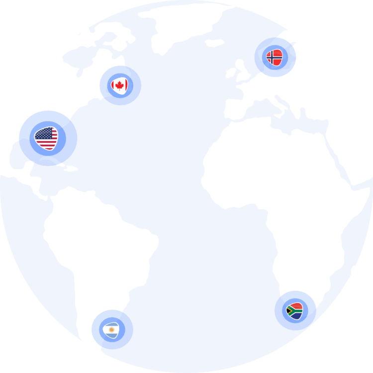 Global VPN network map with highlighted server locations worldwide