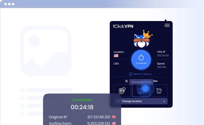Illustration of selecting VPN server location in VPN app