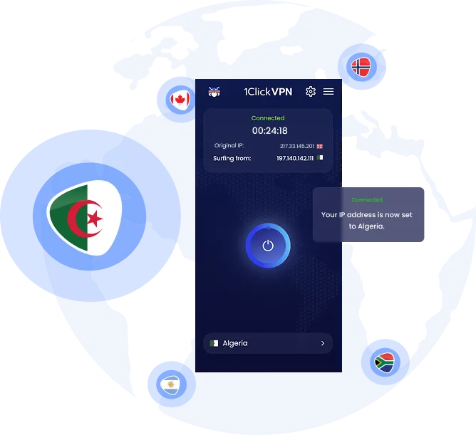 Illustration of VPN protection with Algerian IP access