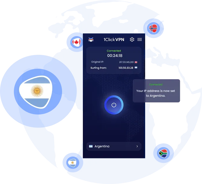 Illustration of VPN protection with an Argentinian IP address