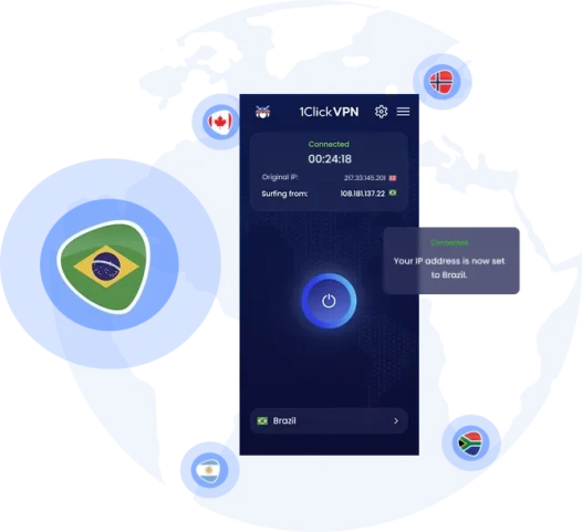Illustration of VPN protection with a Brazilian IP address