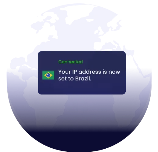 Global map showing VPN server coverage across countries