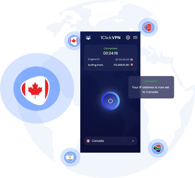 Illustration of VPN protection with a Canadian IP address