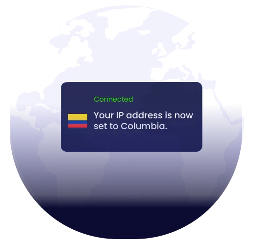 Global map showing VPN server coverage across countries