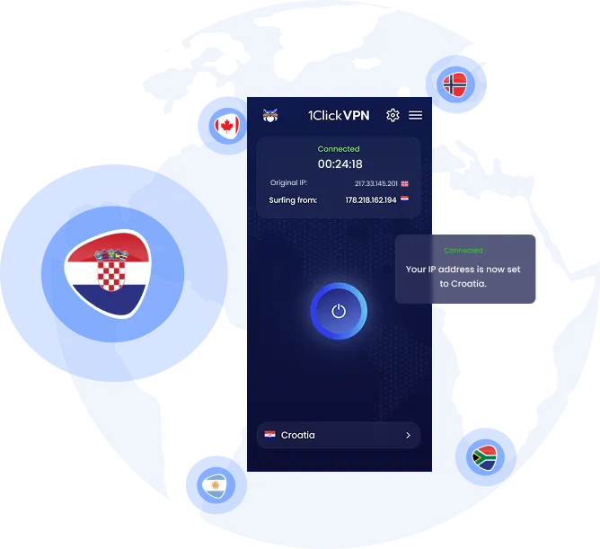 Illustration of VPN protection with a Croatian IP address