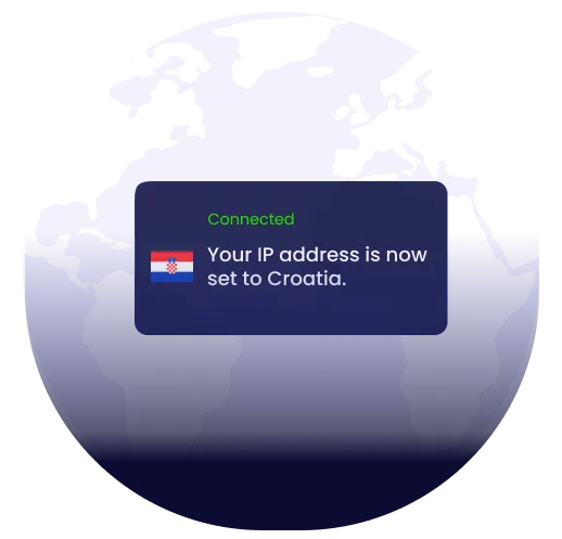 Global map showing VPN server coverage across countries