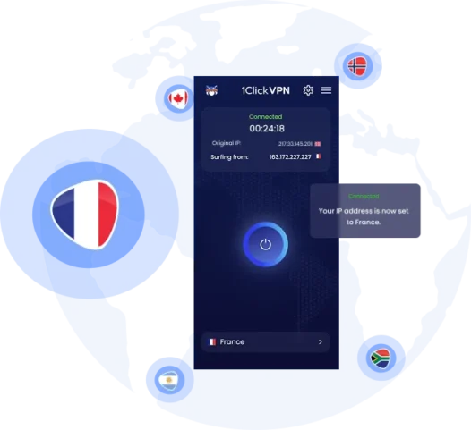 Illustration of VPN protection with a French IP address