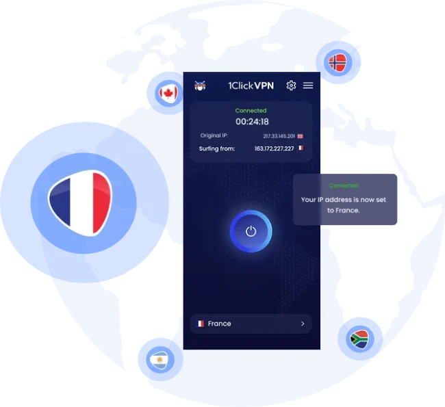 Иллюстрация защиты VPN с французским IP-адресом