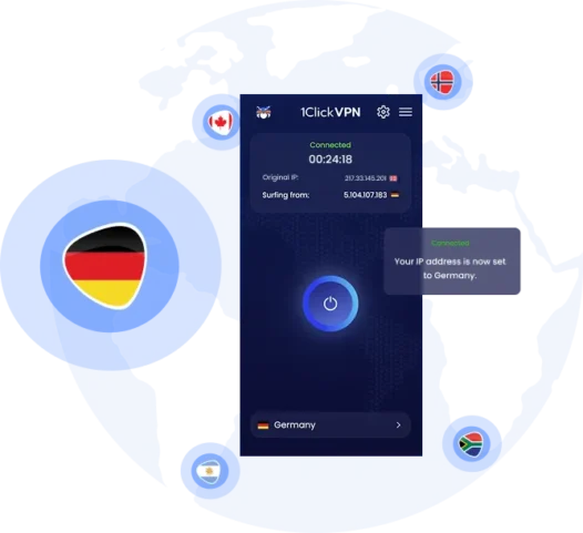 Illustration of VPN protection with a German IP address