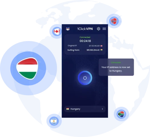 Illustration of VPN protection with a Hungarian IP address