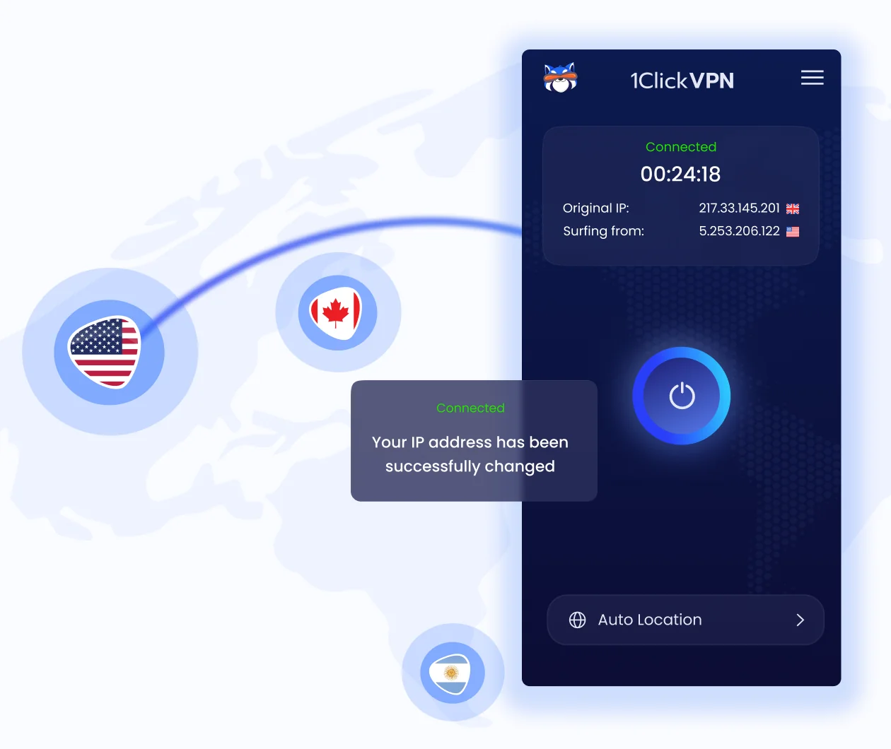 VPN app interface demonstrating how the service works