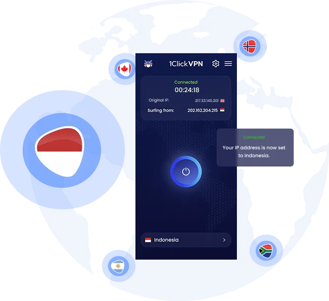 Illustration of VPN protection with an Indonesian IP address