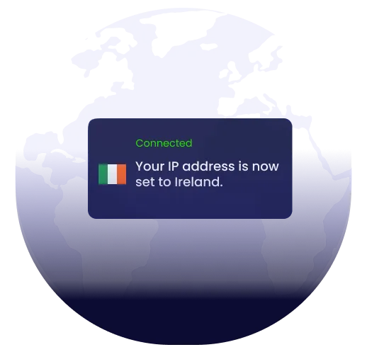 Illustration of global VPN server coverage highlighting Ireland