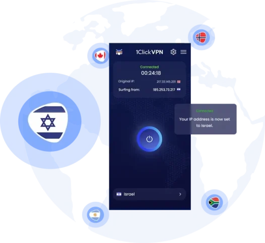 Illustration of VPN protection with an Israeli IP address