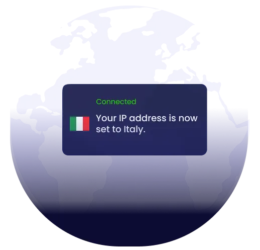 Illustration of global VPN server coverage highlighting Italy