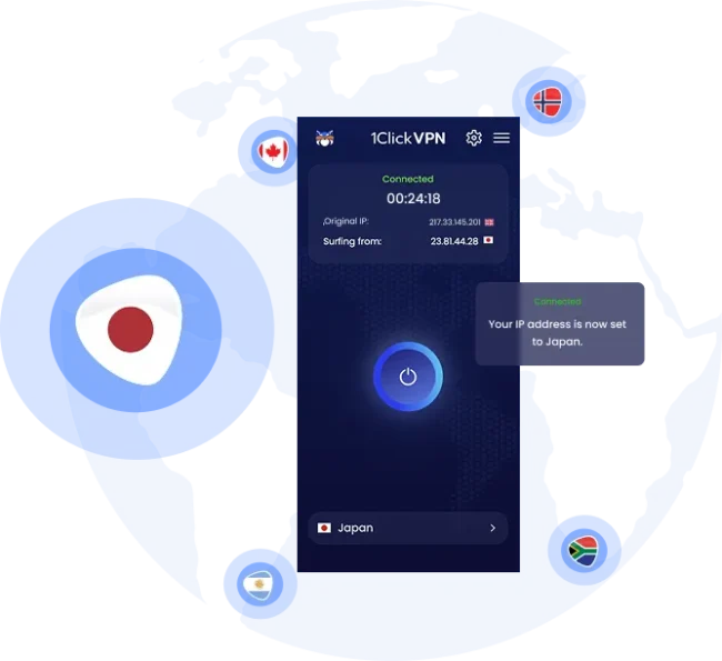 Иллюстрация защиты VPN с японским IP-адресом