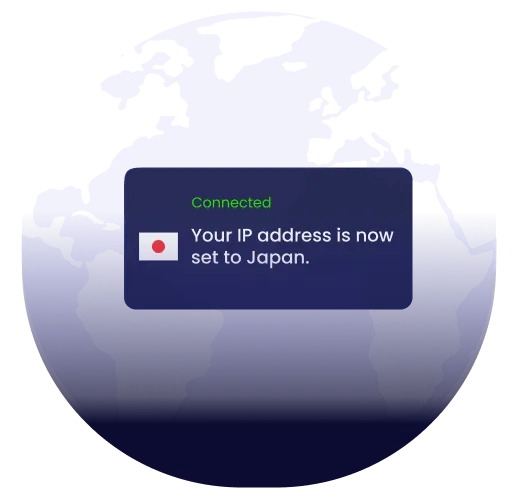 Illustration of global VPN server coverage highlighting Japan