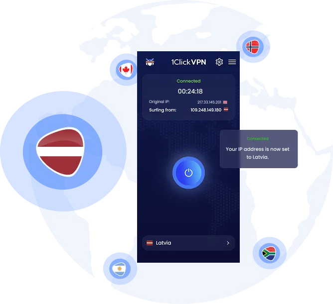 Illustration of VPN protection with a Latvian IP address