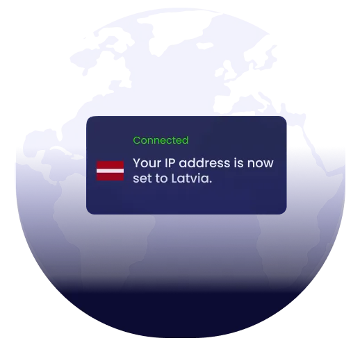 Illustration of global VPN server coverage highlighting Latvia