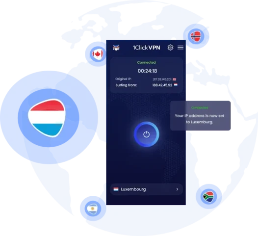 Illustration of VPN protection with a Luxembourg IP address