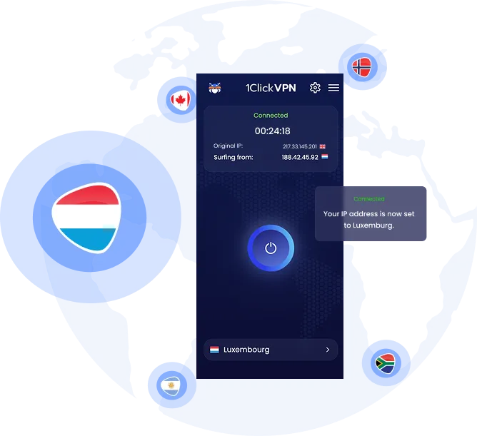 Illustration of VPN protection with a Luxembourg IP address