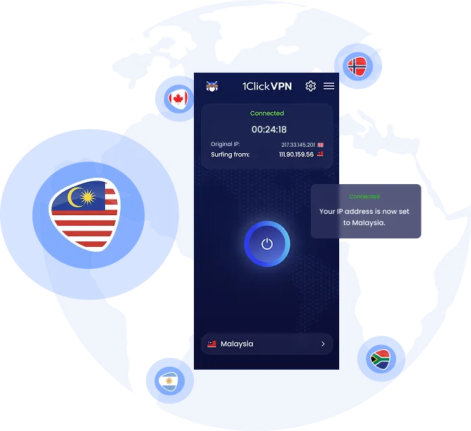 Illustration of VPN protection with a Malaysian IP address