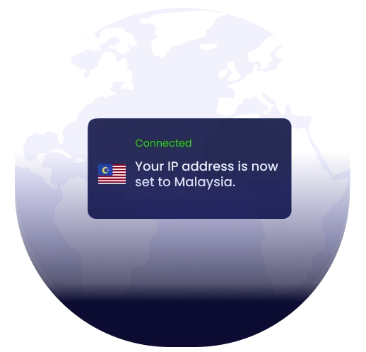 Illustration of global VPN server coverage highlighting Malaysia