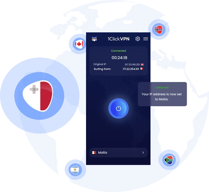 Illustration of VPN protection with a Maltese IP address