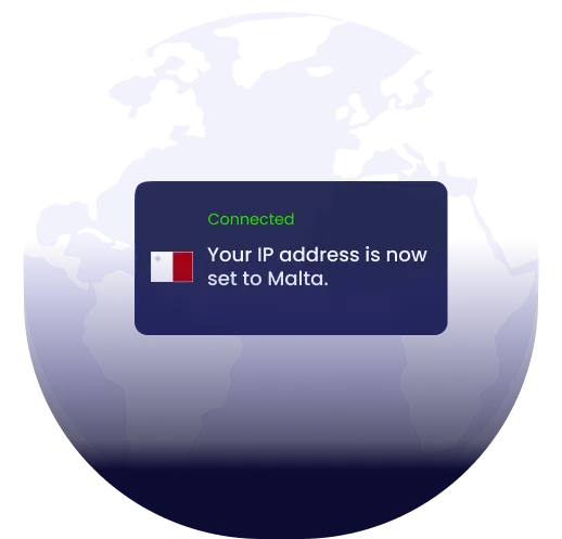 Illustration of global VPN server coverage highlighting Malta
