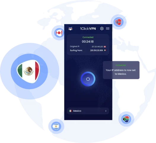 Illustration of VPN protection with a Mexican IP address