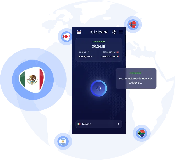 Illustration of VPN protection with a Mexican IP address