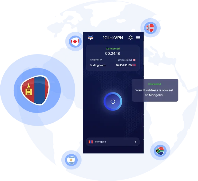 Illustration of VPN protection with a Mongolian IP address