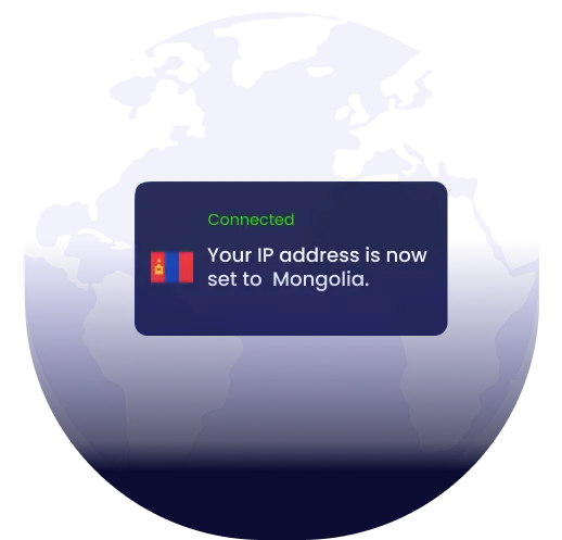 Illustration of global VPN server coverage highlighting Mongolia