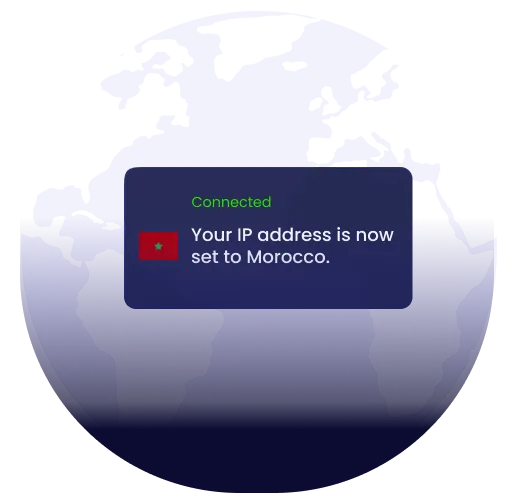 Illustration of global VPN server coverage highlighting Morocco