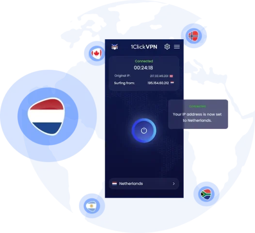 Illustration of VPN protection with a Dutch IP address