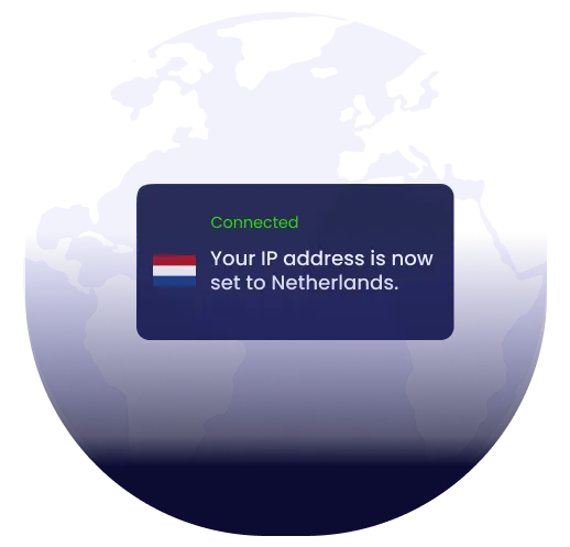 Illustration of global VPN server coverage highlighting the Netherlands