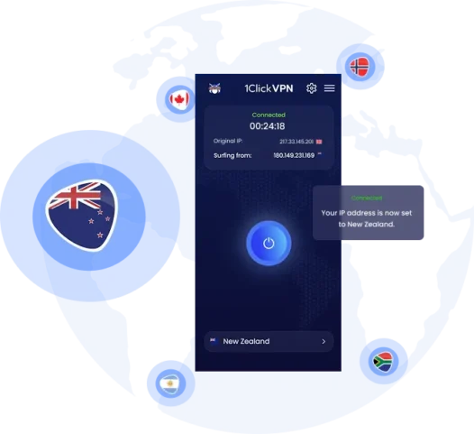 Illustration of VPN protection with a New Zealand IP address