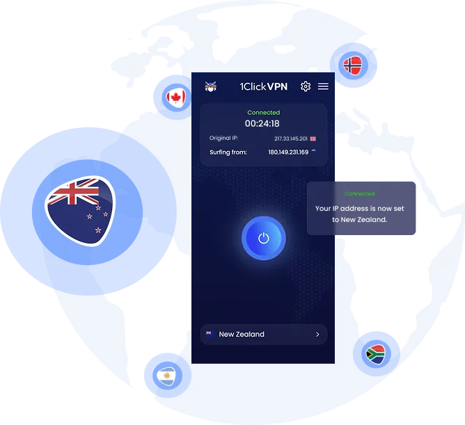 Illustration of VPN protection with a New Zealand IP address