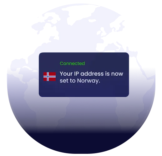 Illustration of global VPN server coverage highlighting Norway
