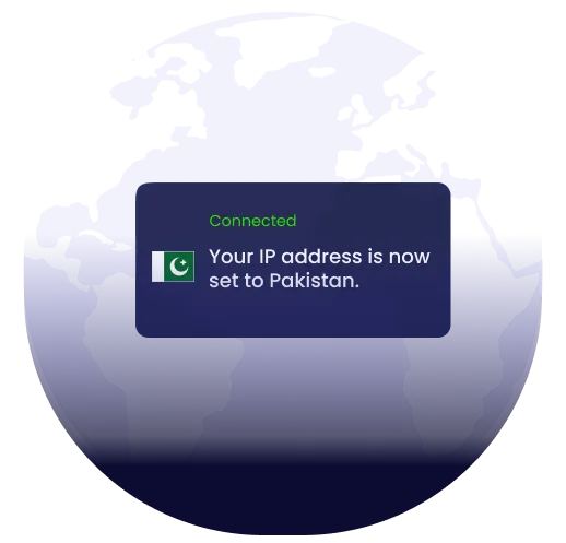 Illustration of global VPN server coverage highlighting Pakistan