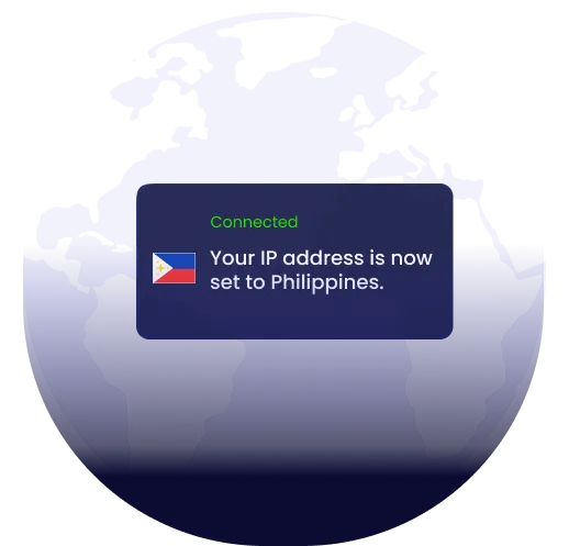 Illustration of global VPN server coverage highlighting the Philippines