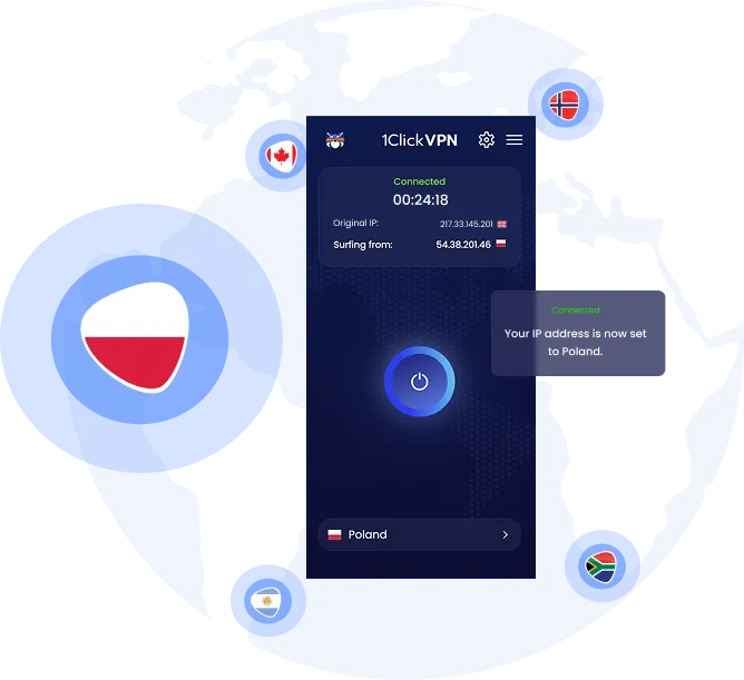 Illustration of VPN protection with a Polish IP address