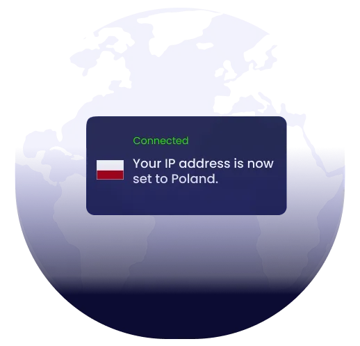 Illustration of global VPN server coverage highlighting Poland