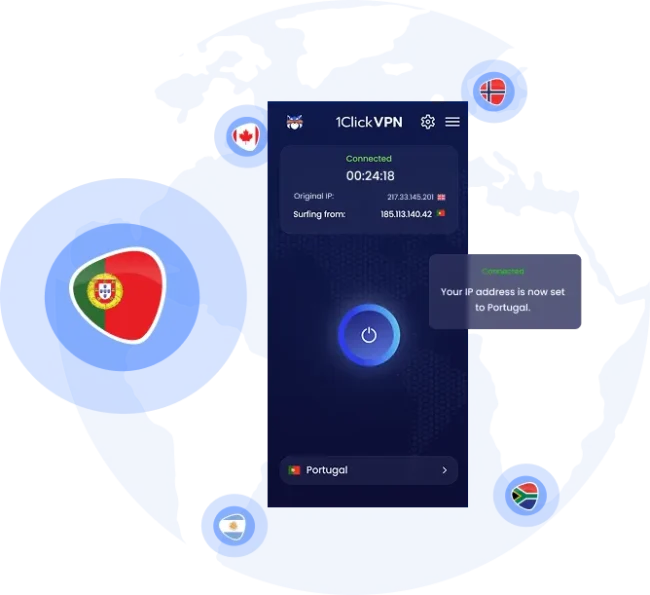 Ilustración de la protección VPN con una dirección IP portuguesa