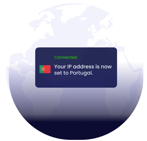Illustration of global VPN server coverage highlighting Portugal
