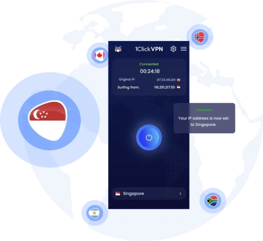 Illustration of VPN protection with a Singaporean IP address