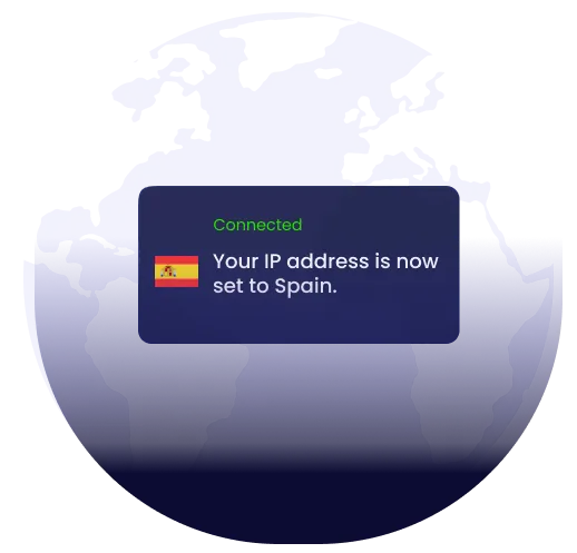 Illustration of global VPN server coverage highlighting Spain