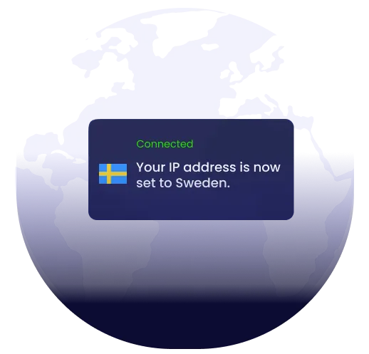 Illustration of global VPN server coverage highlighting Sweden